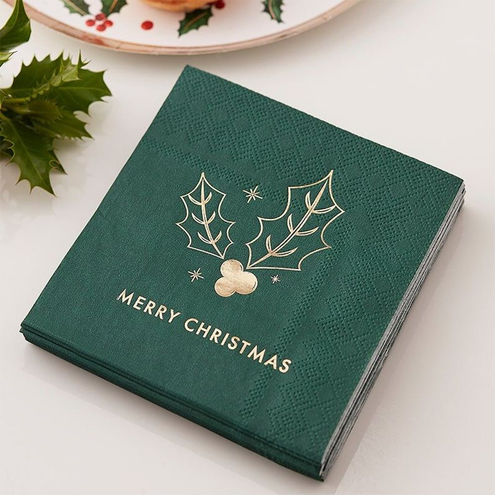 green-merry-christmas-cocktail-napkins-x-16|TRAD317|Luck and Luck| 1