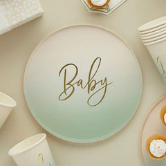 sage-green-baby-baby-shower-paper-party-plates-x-8|HBBS212|Luck and Luck| 1