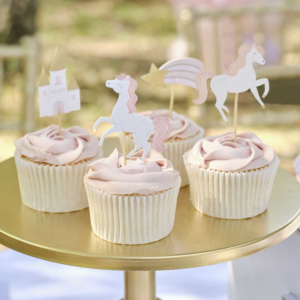 princess-party-cupcake-toppers-x-12-horses-castles-party|PC-106|Luck and Luck| 1