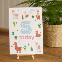 llama-age-5-birthday-sign-and-easel|LLSTWLLAMA5A4|Luck and Luck| 1