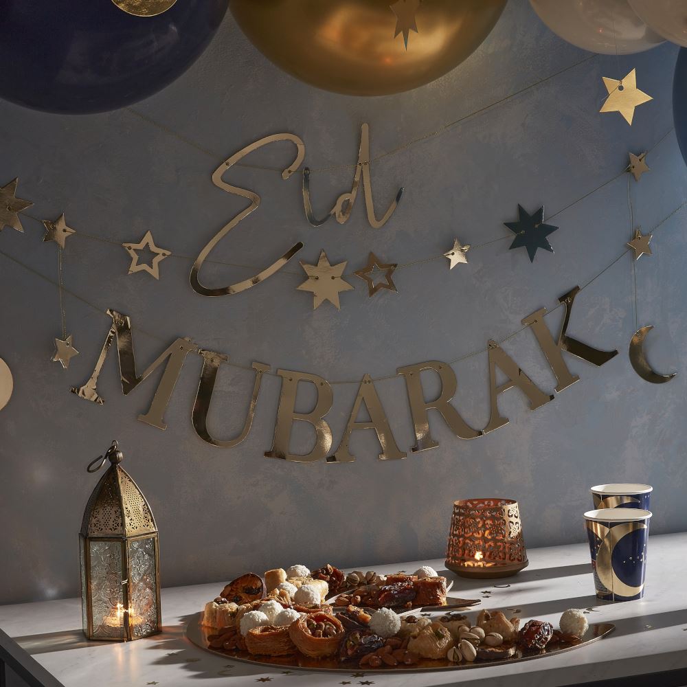 gold-moon-and-stars-eid-mubarak-bunting-3-x-1-5m|EID-106|Luck and Luck| 1