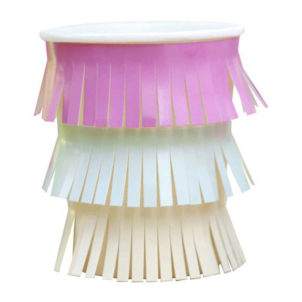 tassel-fringe-paper-cups-with-flower-topper-x-8-tropical-party|TI-105|Luck and Luck|2
