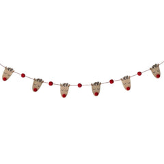 wooden-red-pom-pom-reindeer-face-christmas-garland-1m|CODD511|Luck and Luck|2