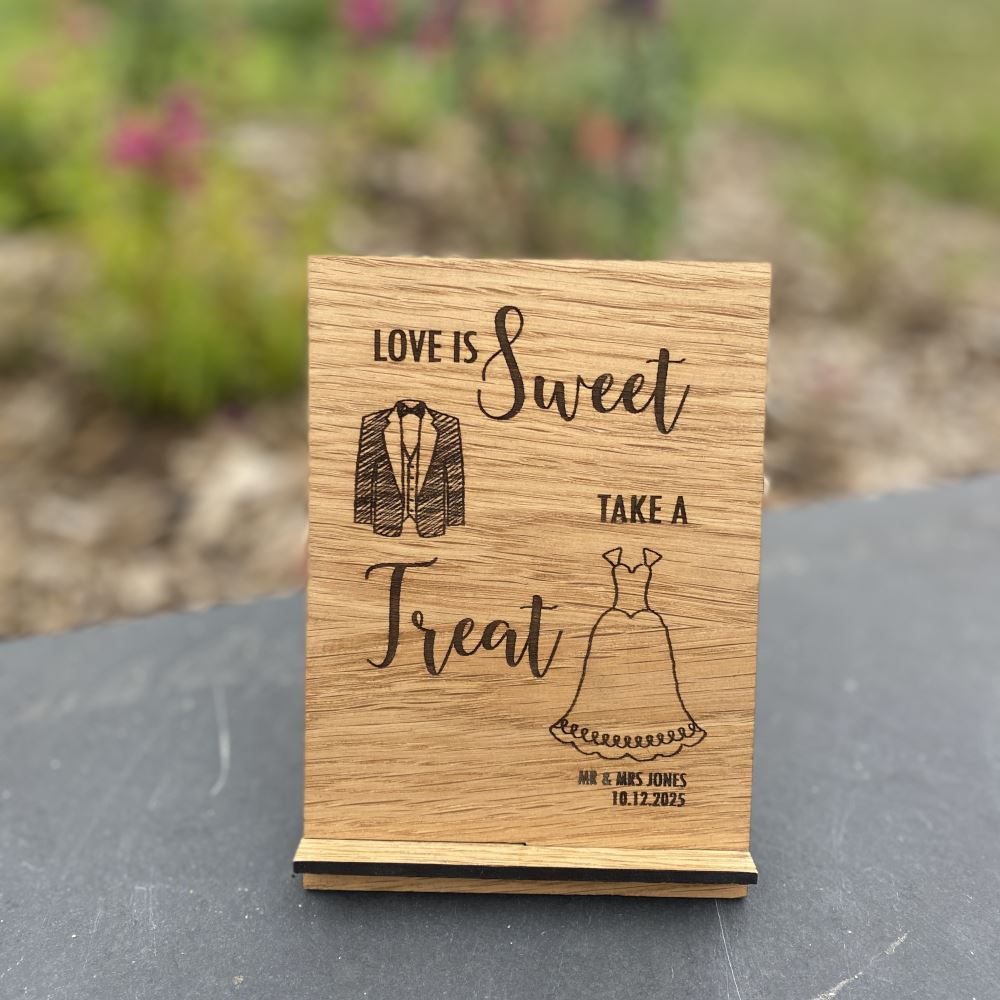 personalised-love-is-sweet-wooden-wedding-sign-design-2|LLWWWEDSIGND2LIS|Luck and Luck| 1