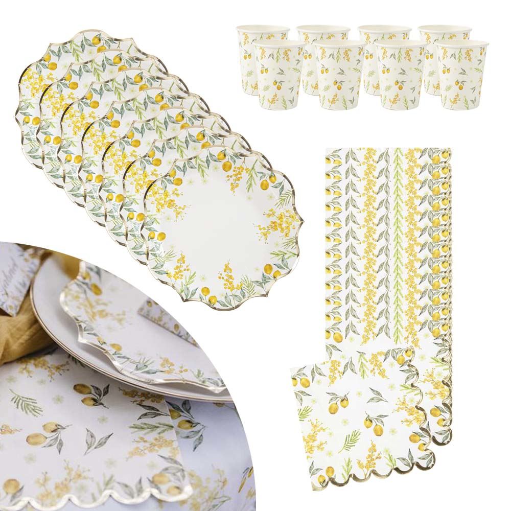 botanical-lemon-party-pack-paper-plates-napkins-and-cups-for-8-people|LLLEMONPP|Luck and Luck| 1