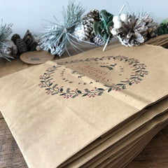 merry-christmas-party-bags-kraft-brown-with-handles-x-10-gift-bags|LLKBHMC|Luck and Luck|2