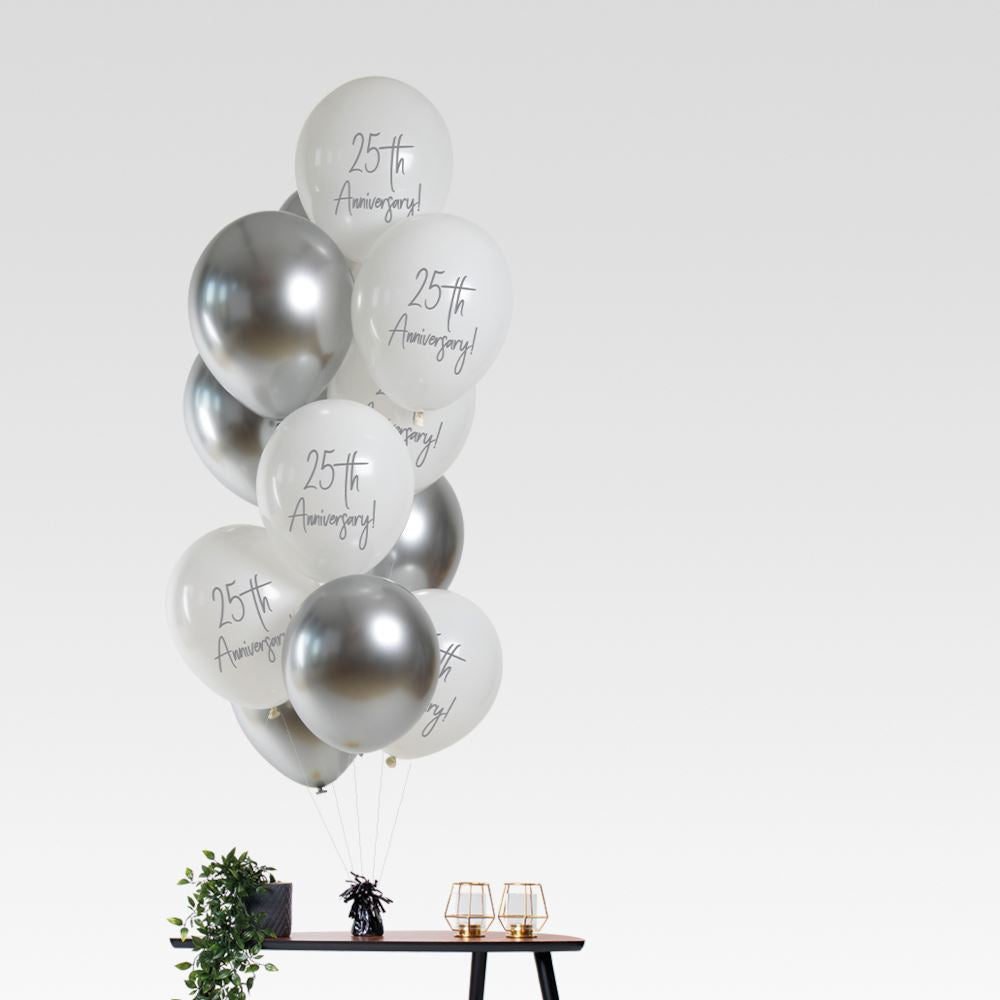 silver-25th-wedding-anniversary-party-balloons-set-of-12|25163|Luck and Luck| 1