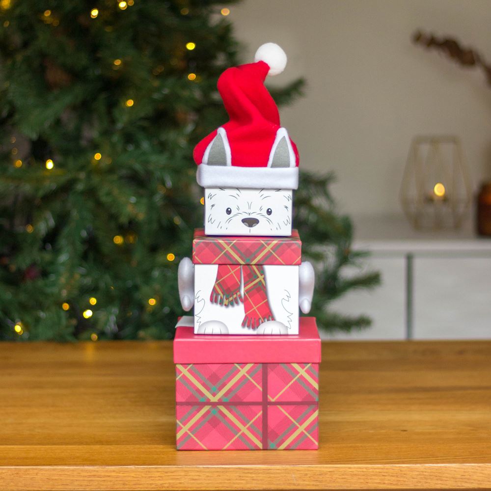 stackable-dog-christmas-gift-boxes-3-tier-nest-of-boxes|X-31094-BXC|Luck and Luck| 1