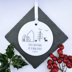 personalised-porcelain-first-new-home-christmas-bauble-keepsake|LLUVPORC3|Luck and Luck| 1