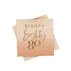 gold-foil-eighty-80th-birthday-peach-ombre-napkins-x-16|HBMB116|Luck and Luck|2
