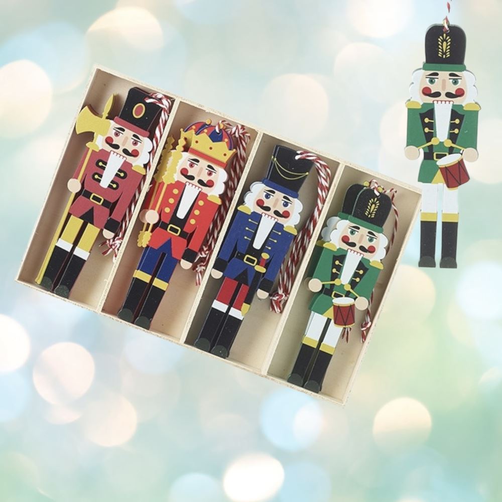 wooden-christmas-nutcracker-soldier-hanging-tree-decorations-x-12|PEA268|Luck and Luck| 1