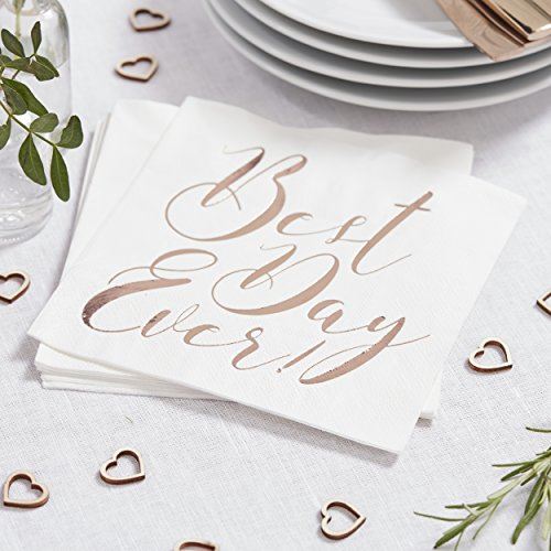 rose-gold-best-day-ever-paper-wedding-napkins-beautiful-botanics-range-x-20|BB-265|Luck and Luck| 1