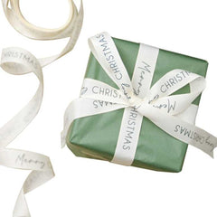 cream-merry-christmas-ribbon-5m-festive-gift-wrap-ribbon|NN-135|Luck and Luck|2