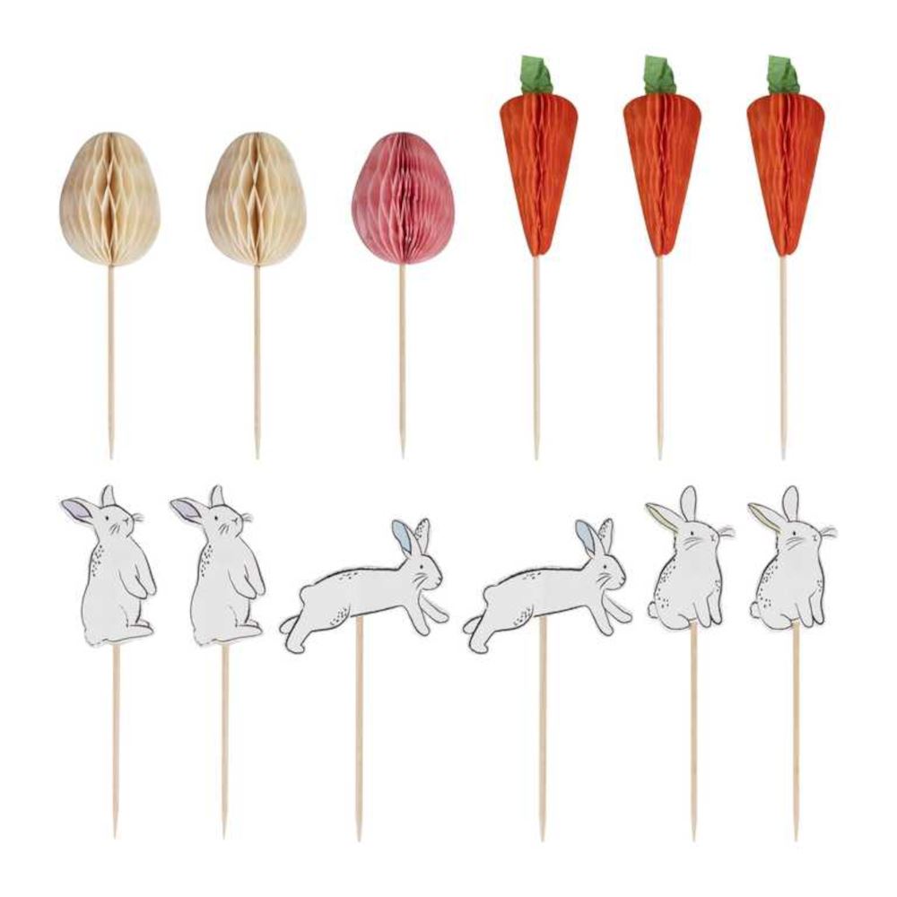 easter-bunny-carrot-and-egg-cupcake-toppers-x-12|BN-104|Luck and Luck|2