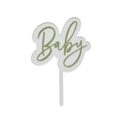 sage-green-baby-acrylic-cake-topper-neutral-baby-shower|HBBS221|Luck and Luck|2
