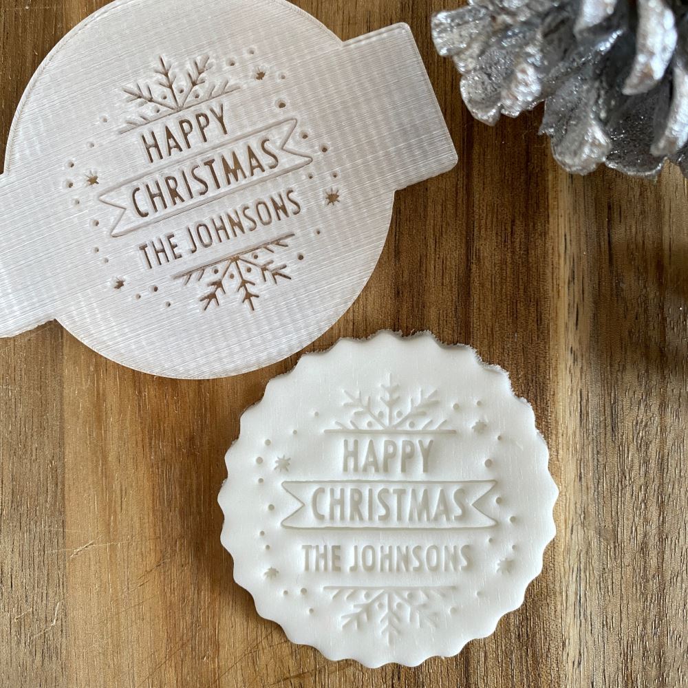 personalised-happy-christmas-fondant-icing-embosser-snowflake-surname|LLWWXMASEMBOSSD9|Luck and Luck| 1
