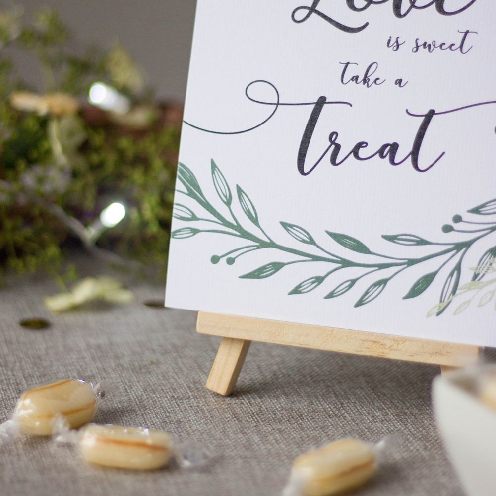 white-botanical-love-is-sweet-card-sign-and-easel-wedding-sweet-bar|LLSTWBOTLIS|Luck and Luck|2