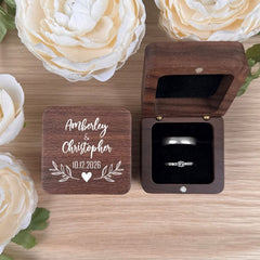 personalised-square-ring-box-2-ring-slots-black-insert-design-4|LLUVRB2BD4|Luck and Luck| 1