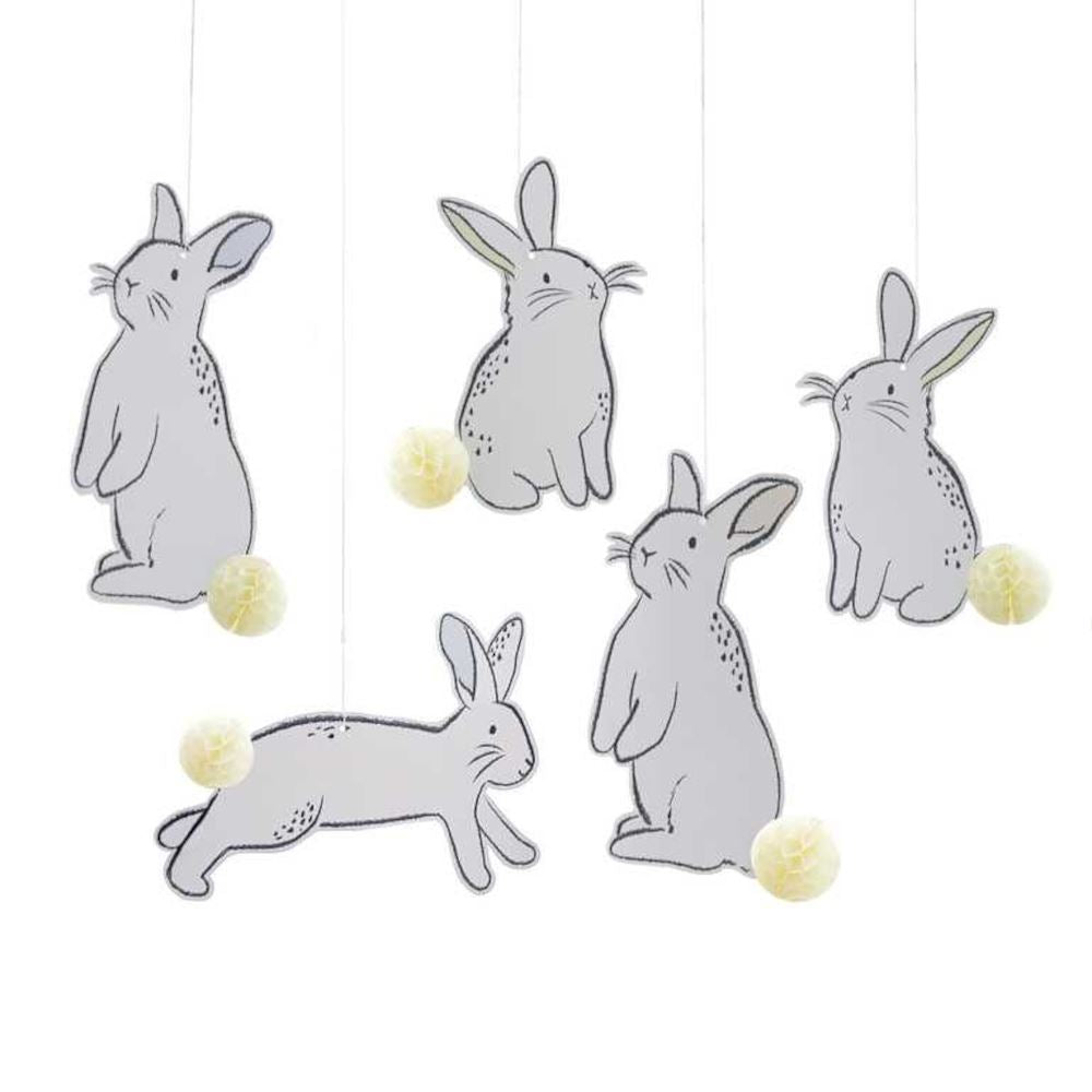 hanging-easter-bunny-decorations-with-honeycomb-tails-x-5|BN-103|Luck and Luck|2