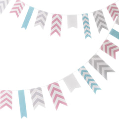 chevron-paper-party-bunting-3-5m-wedding-pink-grey-turquoise-mint-green|CV-204|Luck and Luck|2