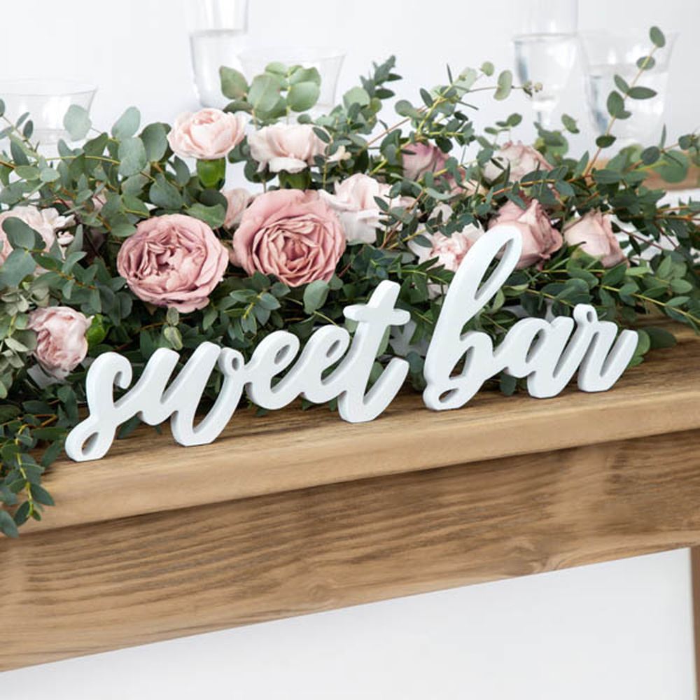 white-wooden-sweet-bar-sign-cards-wedding-sign-wedding-decoration|DN1-008|Luck and Luck| 1