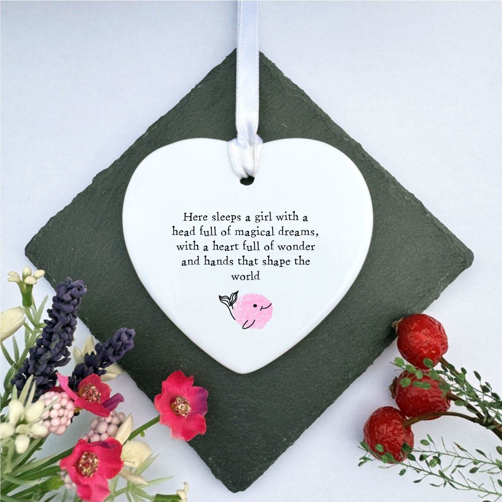 personalised-porcelain-hanging-heart-here-sleeps-a-girl-keepsake-gift|UV6217|Luck and Luck| 1