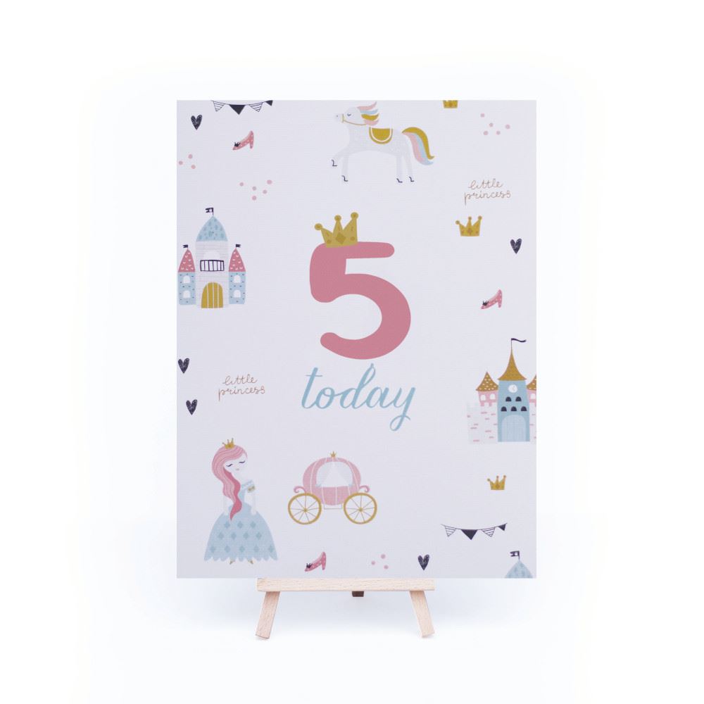 little-princess-age-5-birthday-sign-and-easel|LLSTWPRINCESS5A4|Luck and Luck| 3