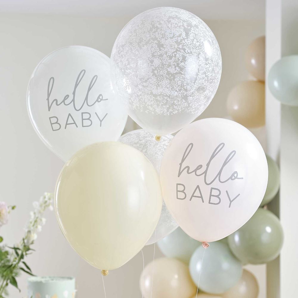 hello-baby-floral-baby-shower-balloon-bundle-x-5|FLB-116|Luck and Luck| 1