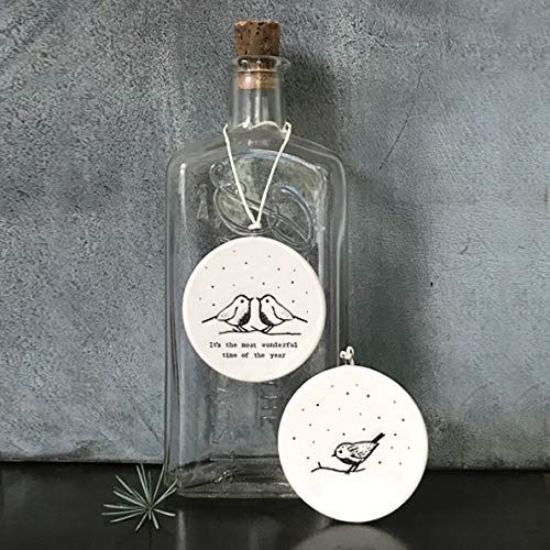 east-of-india-flat-porcelain-christmas-bauble-robins-most-wonderful-time|6541|Luck and Luck| 1