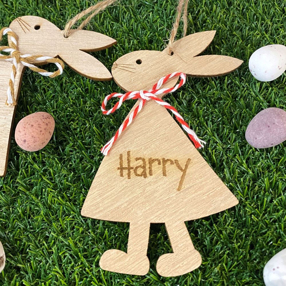 personalised-hanging-wooden-bunny-set-of-2-easter-decoration|LLWWHANGINGBUNNYX2|Luck and Luck|2