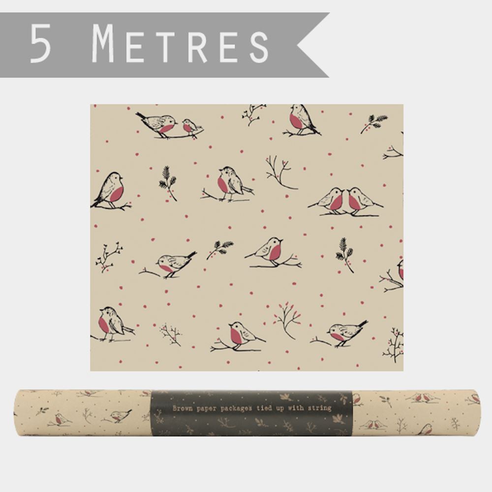 east-of-india-robins-christmas-kraft-wrapping-paper-5m|3763V2|Luck and Luck| 3