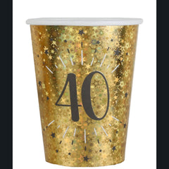 black-and-gold-age-40-paper-party-cups-x-10|678800000040|Luck and Luck| 1