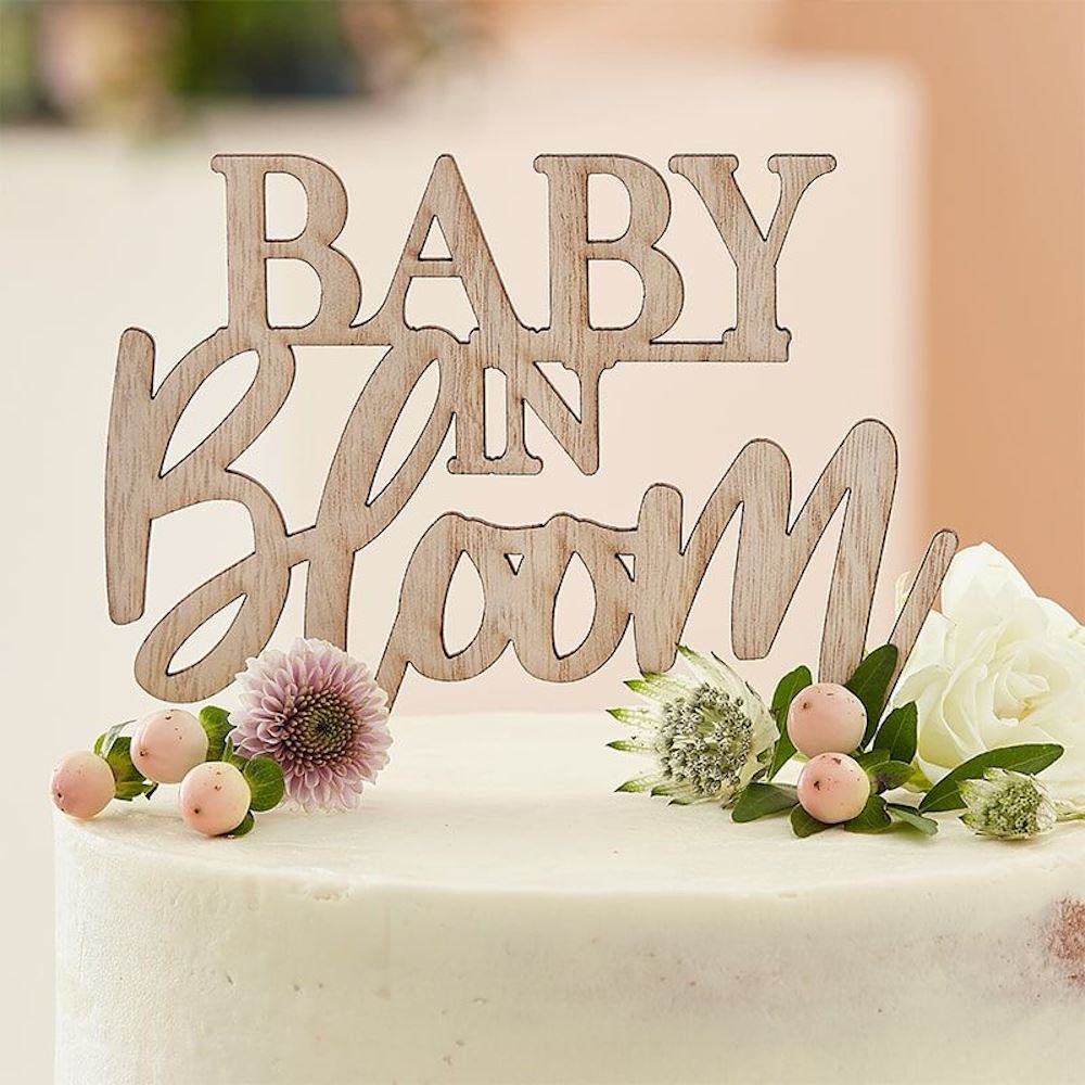baby-shower-wooden-cake-topper-baby-in-bloom|BL-101|Luck and Luck| 1