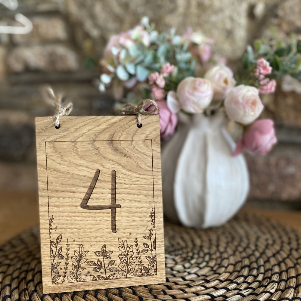 wooden-oak-veneer-table-number-design-4-wedding-event|LLWWTABNUMD4SMALL|Luck and Luck| 1