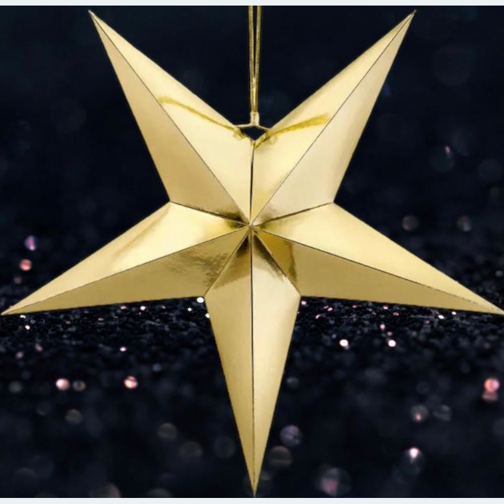 gold-paper-hanging-star-decoration-70cm-christmas-wedding|GWP1-70-019M|Luck and Luck| 1
