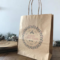 merry-christmas-party-bags-kraft-brown-with-handles-x-10-gift-bags|LLKBHMC|Luck and Luck| 3