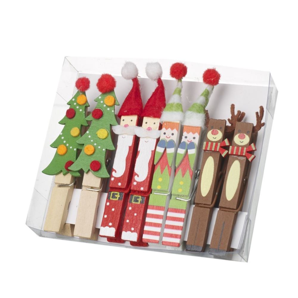 wooden-decorative-christmas-character-peg-set-x-8|TLA085|Luck and Luck|2