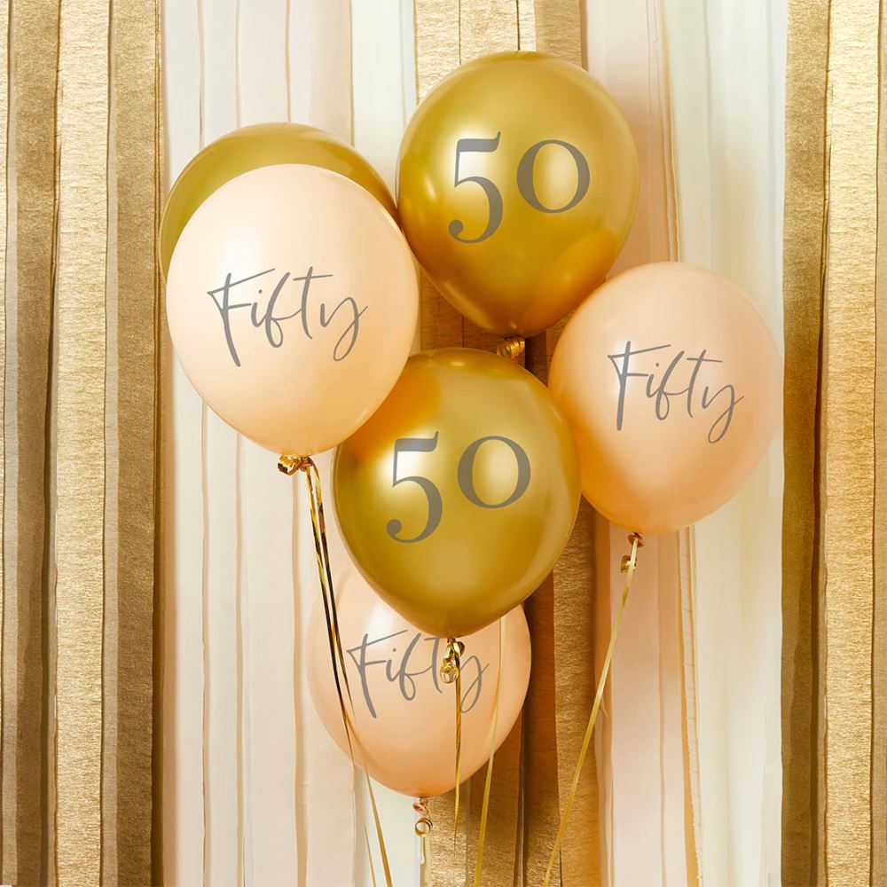 fifty-50th-birthday-party-gold-and-nude-balloons-x-6|HBMB121|Luck and Luck| 1