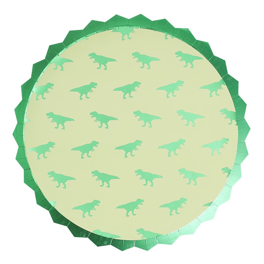 dinosaur-foiled-paper-party-plates-x-8-birthday-party|RR316|Luck and Luck|2