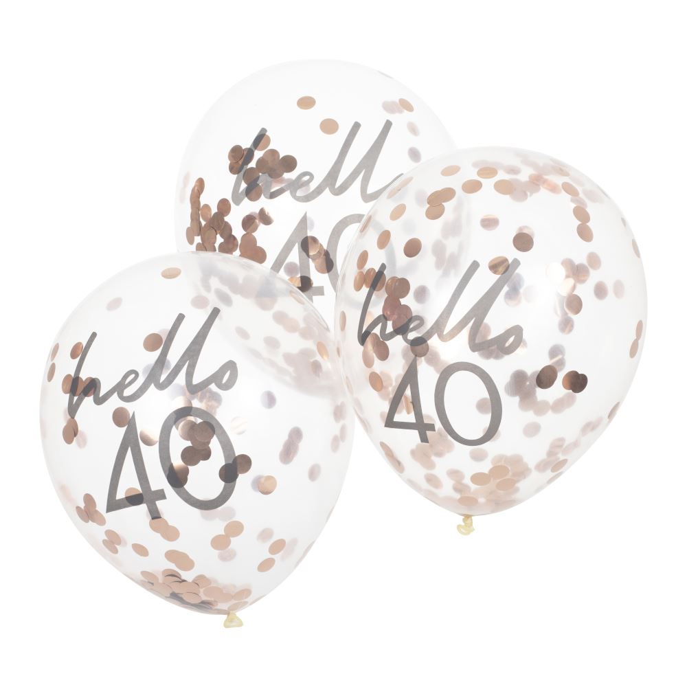 hello-40-rose-gold-confetti-birthday-balloons-x-5|MIX108|Luck and Luck|2