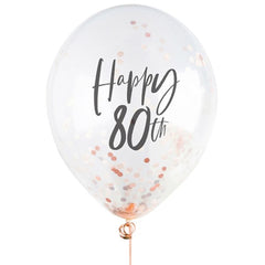 happy-80th-rose-gold-confetti-balloons-5-pack|HBMM223|Luck and Luck|2