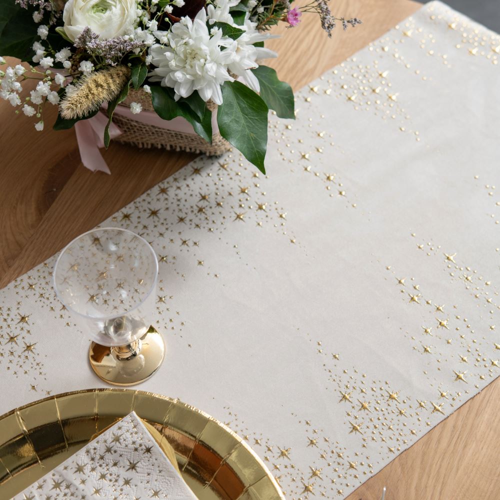 ivory-star-christmas-table-runner-2-5m-elegant-holiday-table-decor|814600300025|Luck and Luck| 1