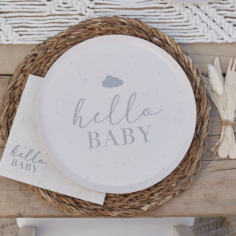 hello-baby-neutral-baby-shower-paper-plates-x-8|HEB-102|Luck and Luck| 1