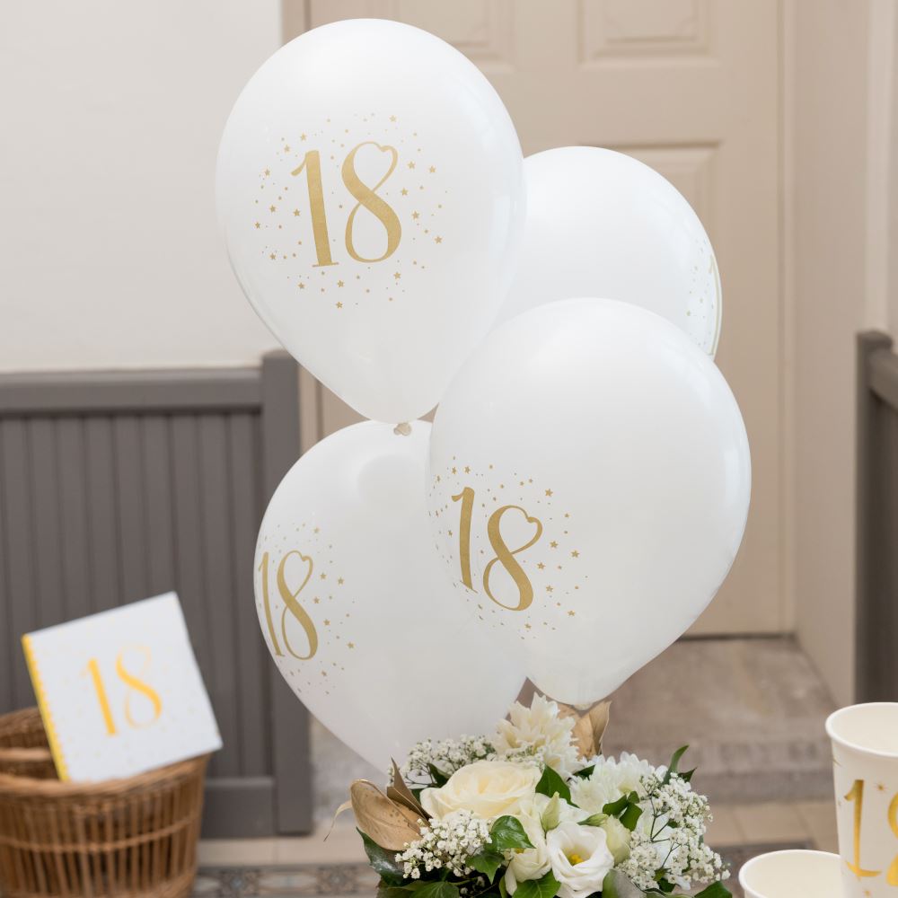 white-and-gold-age-18-party-balloons-x-8|657100000018|Luck and Luck| 1
