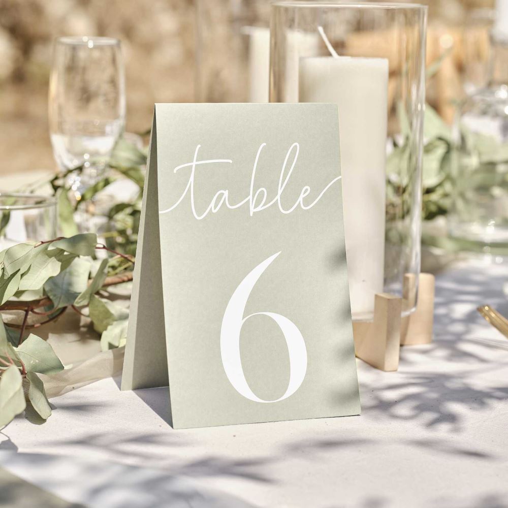 12-sage-green-card-table-numbers-wedding-party|SW-819|Luck and Luck| 1