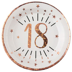 sparkling-rose-gold-age-18-plates-x-10|734800000018|Luck and Luck| 1