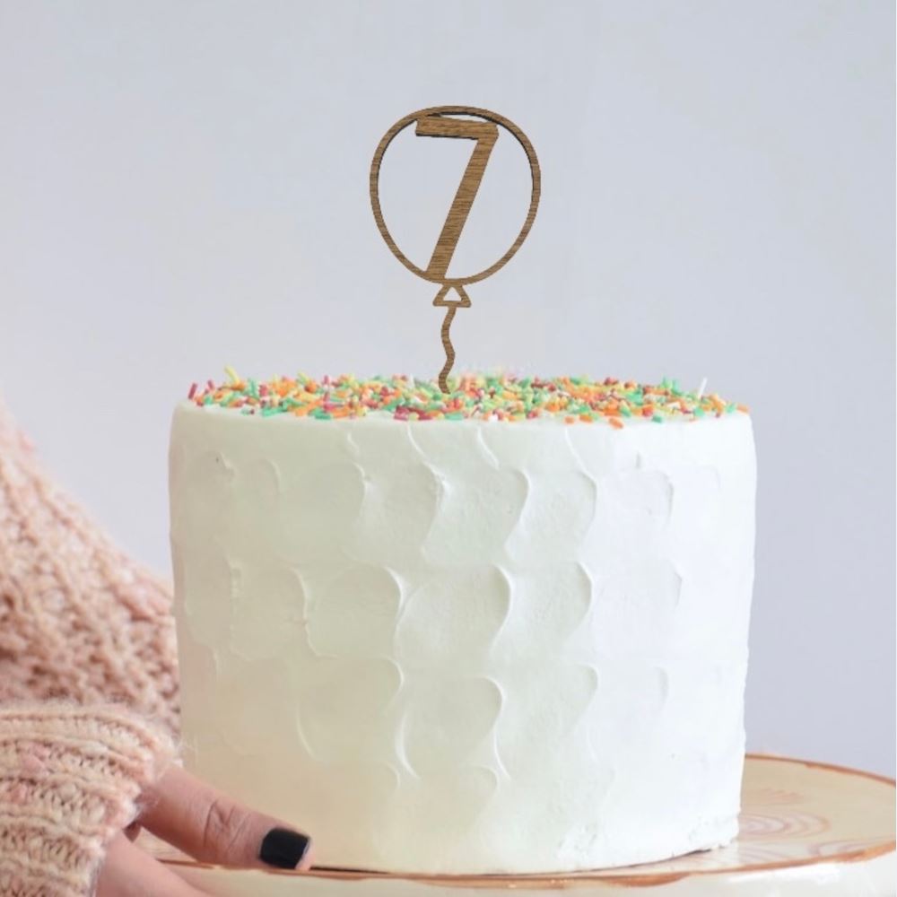 oak-veneer-number-7-balloon-cake-topper|LLWWBALLOON7CTO|Luck and Luck| 1