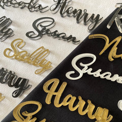 Personalised Coloured Wedding Place Cards, Acrylic Name Cards, Laser Cut Names, Wedding Favour Names