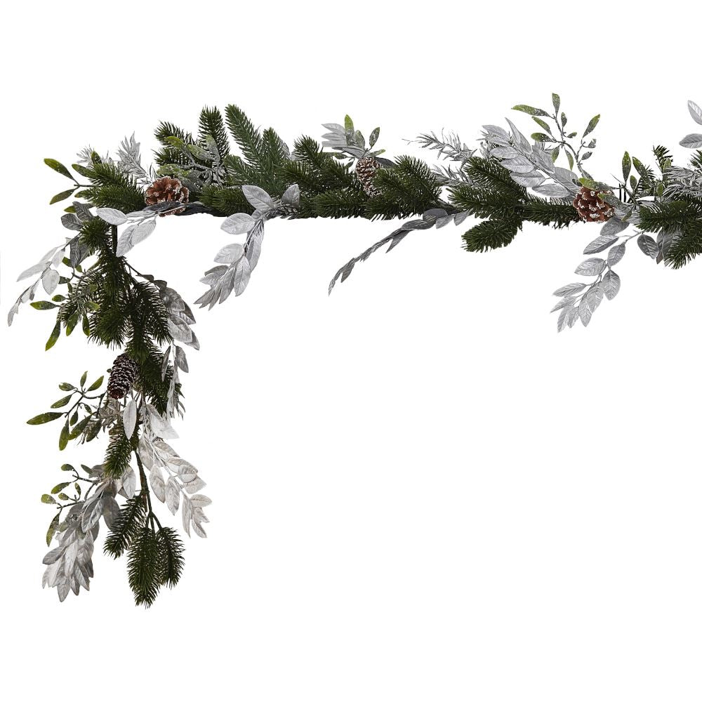 mistletoe-and-silver-foliage-christmas-garland-decoration1-8m|TIS-618|Luck and Luck|2