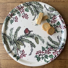 emma-bridgewater-christmas-norway-spruce-round-drinks-tray|EBX8000|Luck and Luck|2